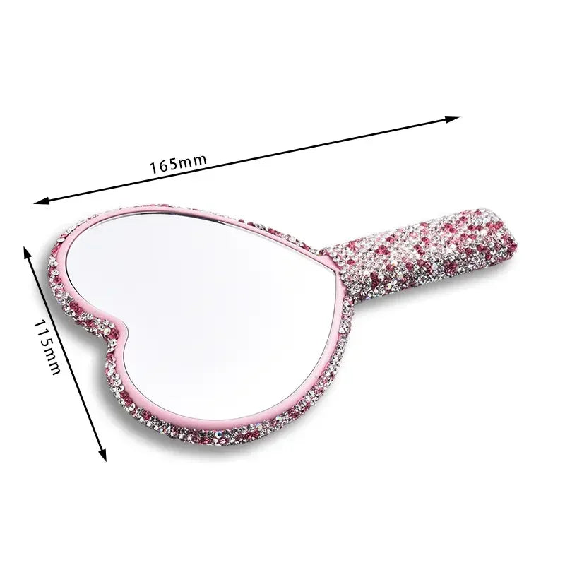 Crystal Handheld Makeup Heart Mirror