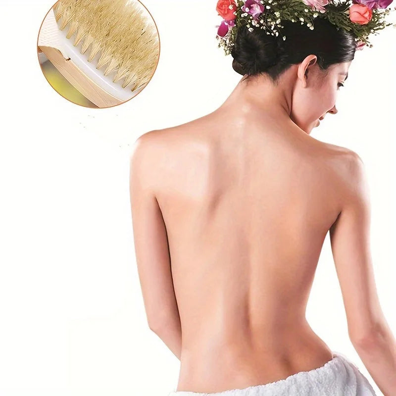 Natural Wooden Bristle Body Brush - Soft Wet Dry Massager for Deep Cleansing and Exfoliation Massage brush  bath brush