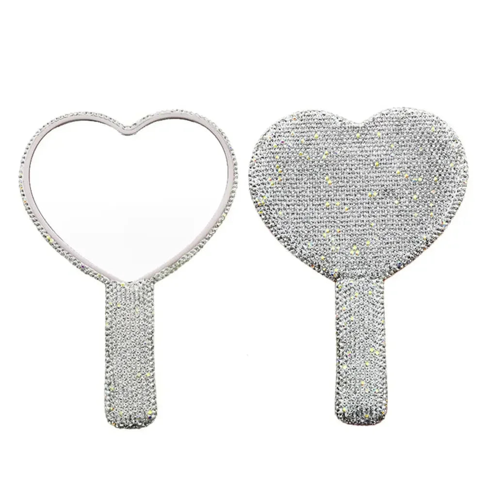 Crystal Handheld Makeup Heart Mirror