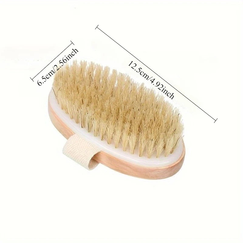 Natural Wooden Bristle Body Brush - Soft Wet Dry Massager for Deep Cleansing and Exfoliation Massage brush  bath brush