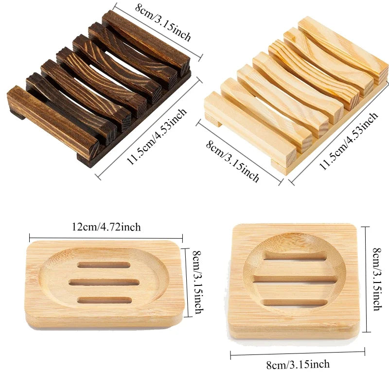 Natural Bamboo Soap Holder- Drain Box to Prevent Mildew